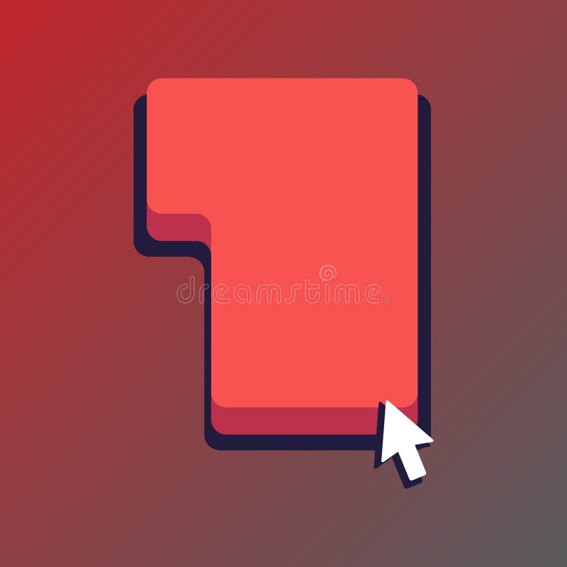 Small Arrow Touching the Keyboard Command Key with Shadow. Cursor Pointing to Blank Red Color Keypad Enter Option stock illustration
