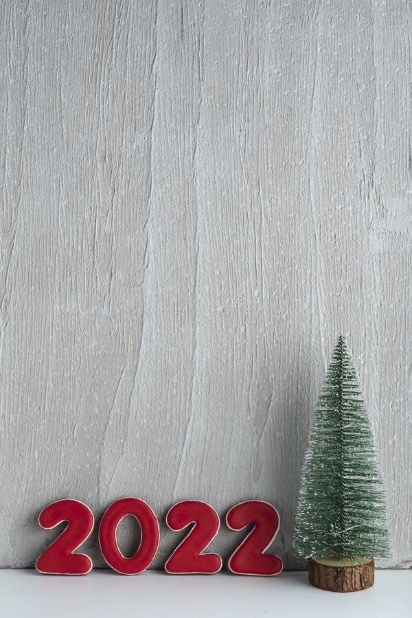 Artificial Christmas Tree And Red Numbers 2022 On Black Background. New Year Concept. Copy Space Stock Photo - Image Of Minimal, Artificial: 230166212