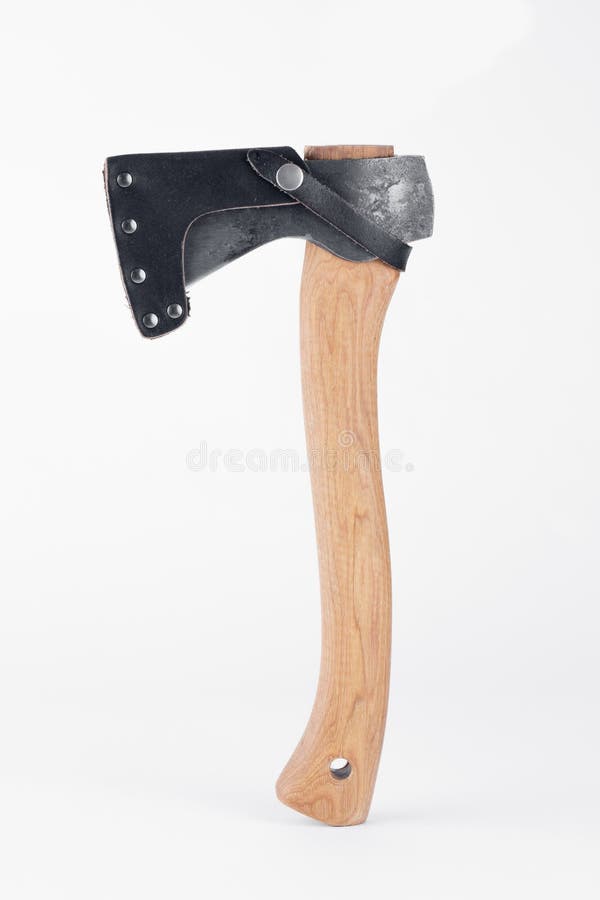 Small Axe Hatchet with Sheath on White Background Stock Image Image
