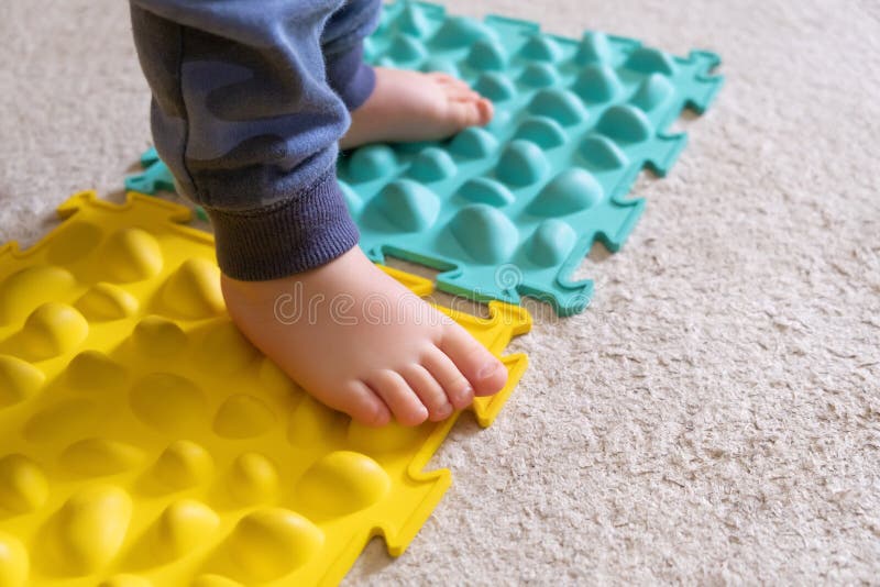 Baby Feet on Green Sheet, Close Up Stock Image Image of life, blanket