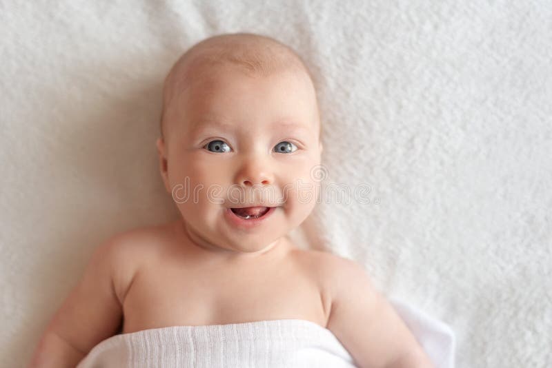 A Small Baby in a Good Mood. Stock Image - Image of funny, diaper ...