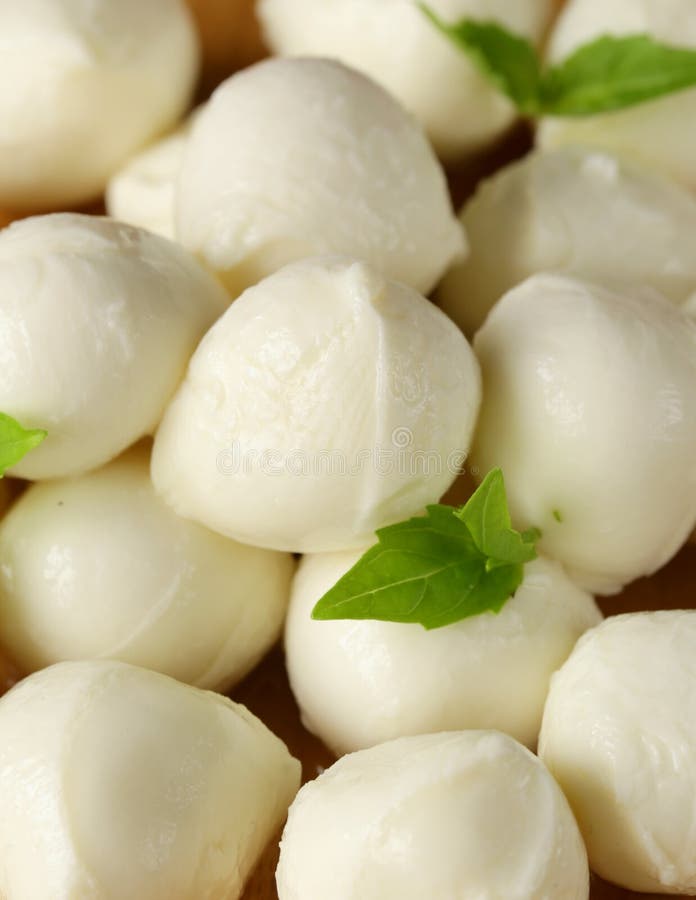 Small Balls Mozzarella Cheese with Basil Stock Photo Image of italian, small 39749620