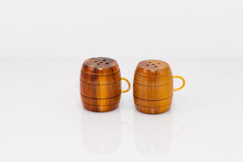 Small Barrel Shaped Salt and Pepper Shakers Stock Image Image of
