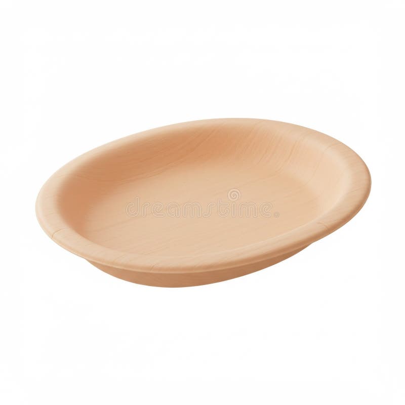 Small Beige Oval Disposable Plate vector illustration