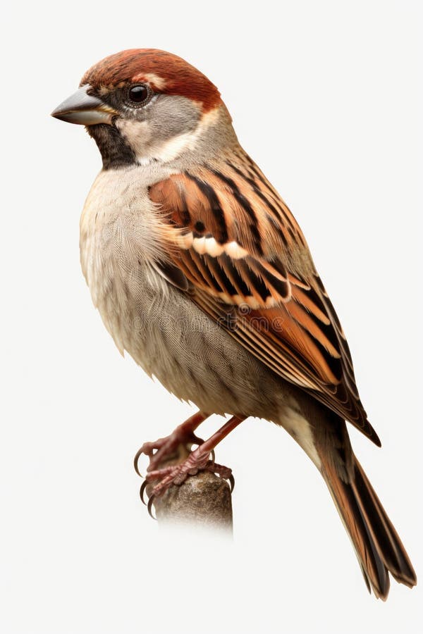 A small bird perched on top of a wooden post. Suitable for nature-themed projects or birdwatching articles royalty free stock images