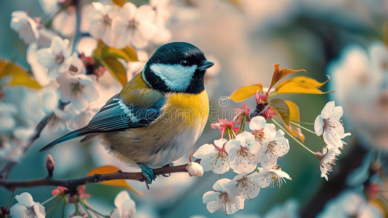 A small bird perched on a tree branch. Suitable for nature and wildlife concepts stock photography