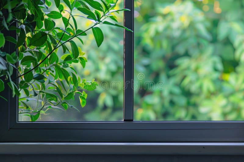 A small bird resting on a window sill, suitable for various design projects stock photo