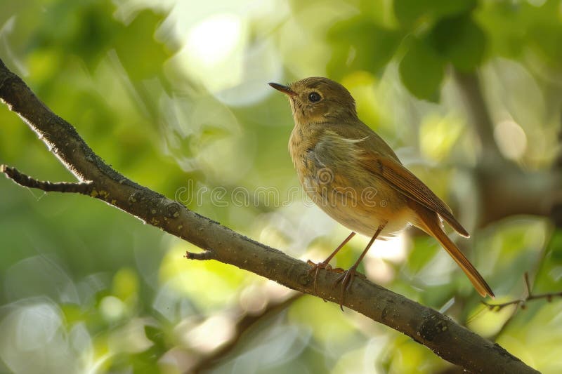 A small bird is sitting on a tree branch, looking around royalty free stock photos