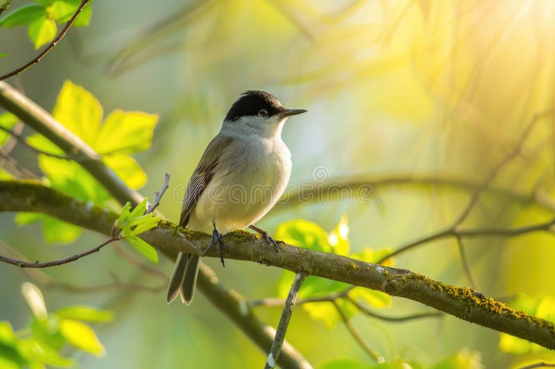 A small bird sitting on a tree branch royalty free stock image