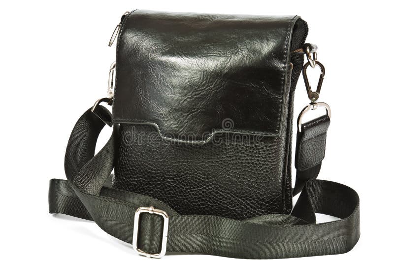 Small Black Leather Bag Men Stock Photo Image of handle, accessory