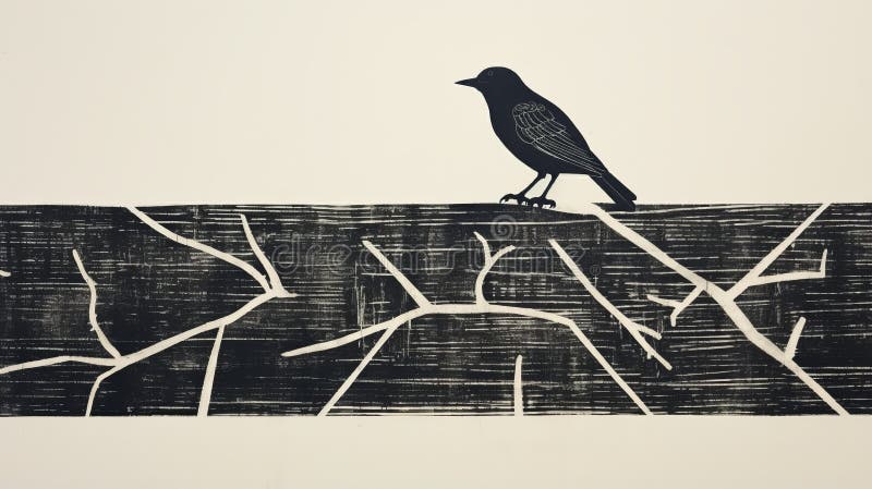 a small black and white painting captures a small bird perched on a piece of wood, reminiscent of chiaroscuro woodcuts. this artwork draws inspiration from large-scale public art, such as the works of joseph beuys and tim doyle. the intricate details and techniques used in northern china's terrain and mural painting are evident in this piece, showcasing ultrafine detail. ai generated. a small black and white painting captures a small bird perched on a piece of wood, reminiscent of chiaroscuro woodcuts. this artwork draws inspiration from large-scale public art, such as the works of joseph beuys and tim doyle. the intricate details and techniques used in northern china's terrain and mural painting are evident in this piece, showcasing ultrafine detail. ai generated