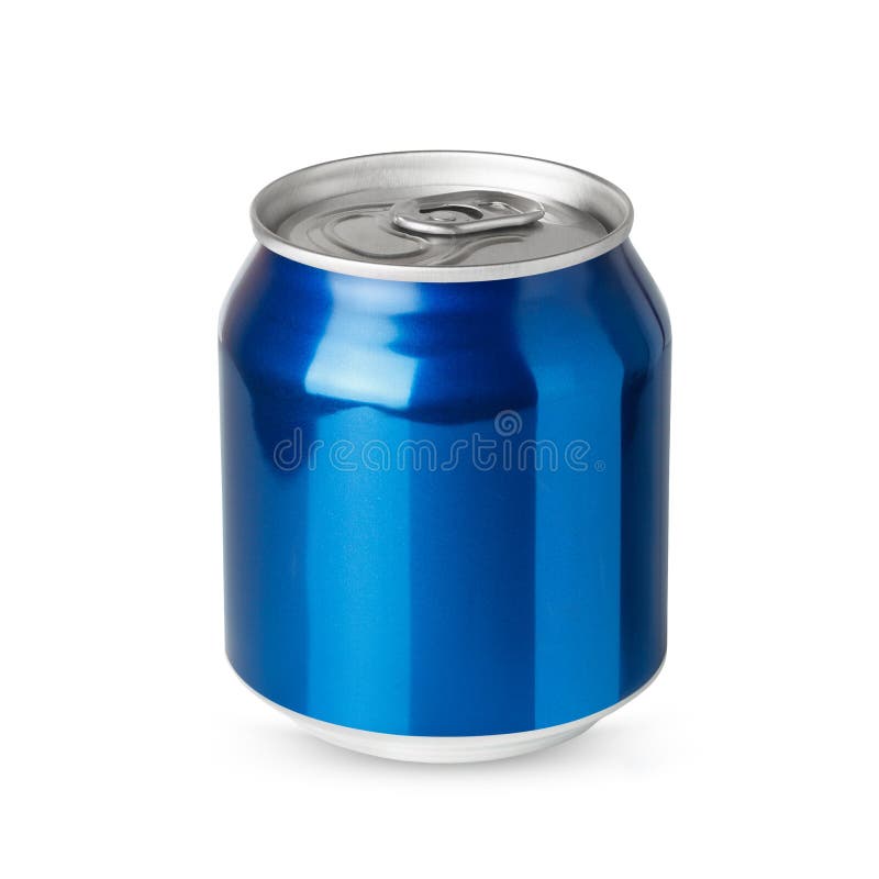 Blue Aluminum Cans with Blank Copy Space. Stock Photo Image of