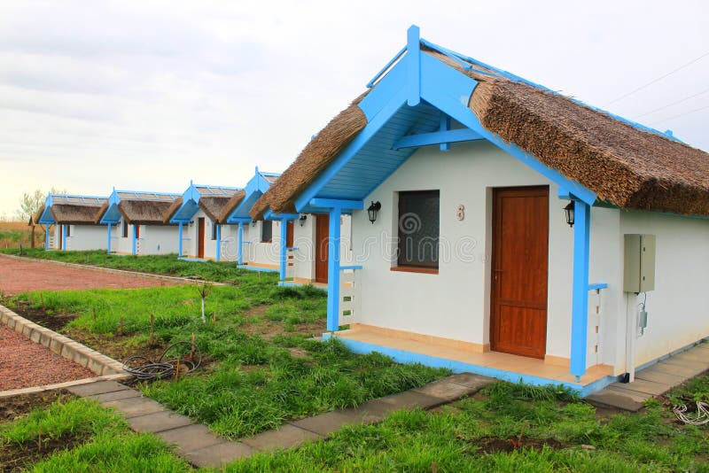 Small blue traditional houses