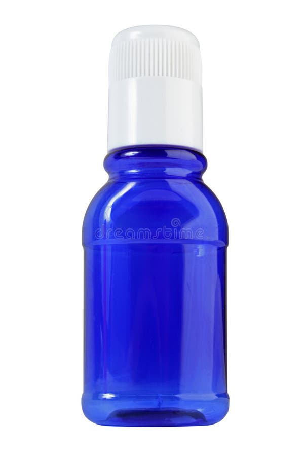 Small blue transparent bottle royalty free stock photos