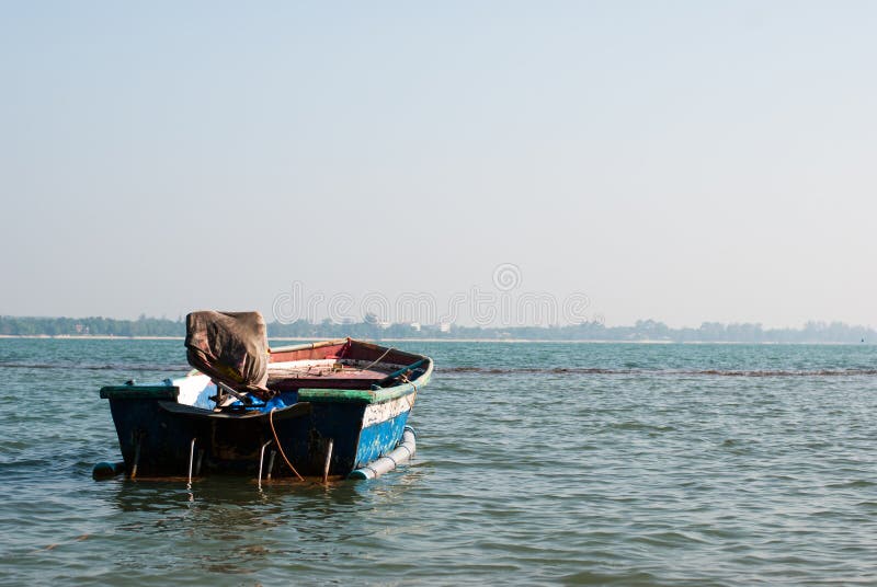 Small Boat Moored in Ocean Water Stock Image Image of boat, travel