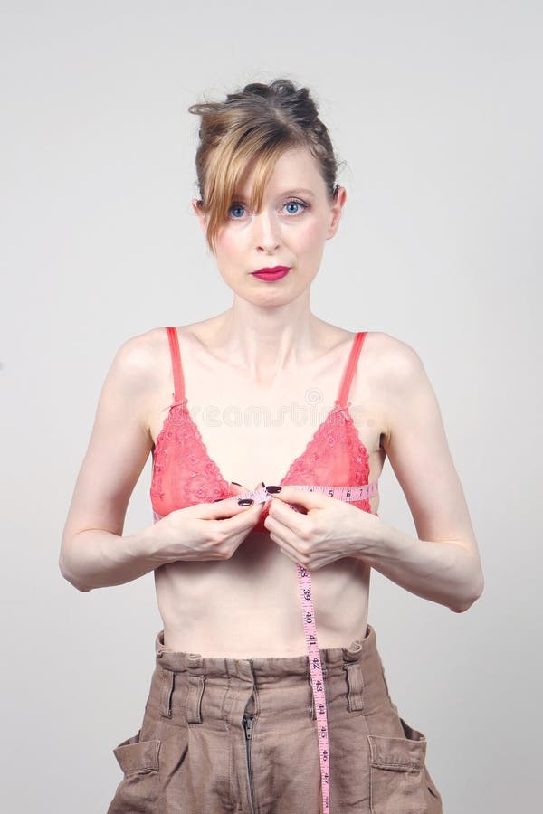 Woman Small Breast Wearing Bra Stock Photo - Image of underwear