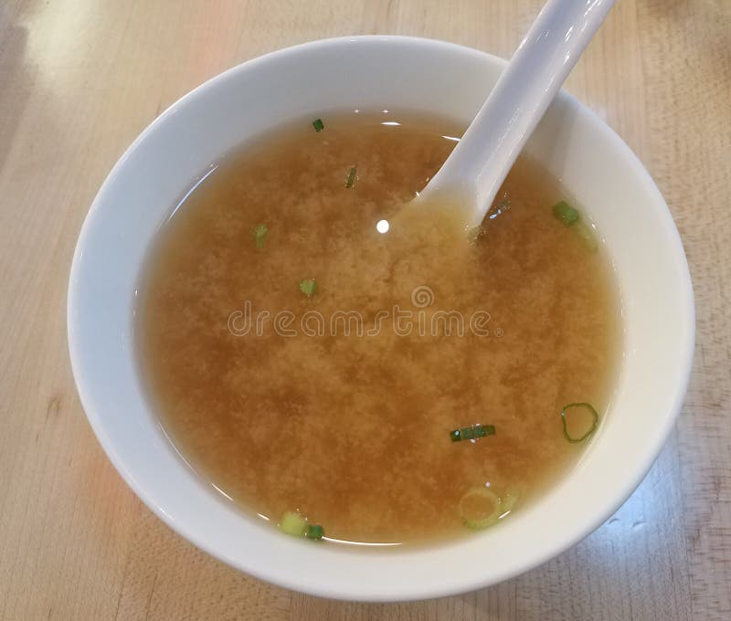 Small Bowl of Hot Miso Soup with Spoon Stock Photo Image of asian