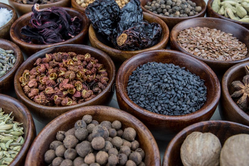 Small Bowls of Spices stock photo. Image of seasoning 87963654