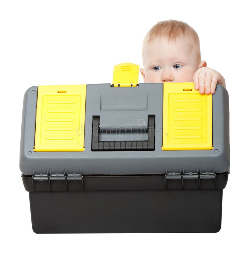 Small boy with toolbox