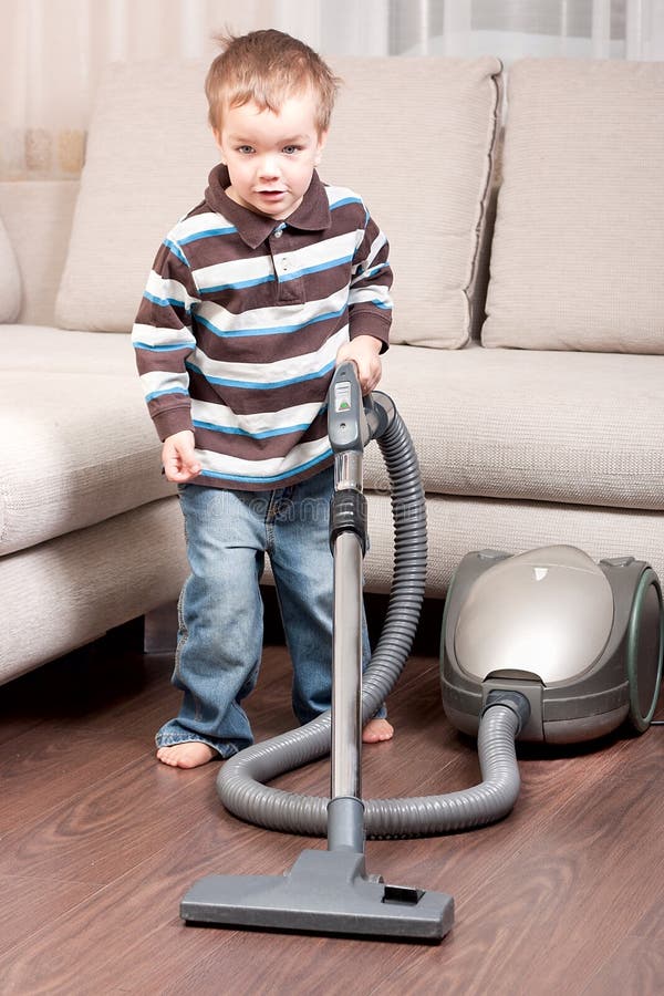 Small Boy with Vacuum Cleaner Stock Photo Image of little, preschool