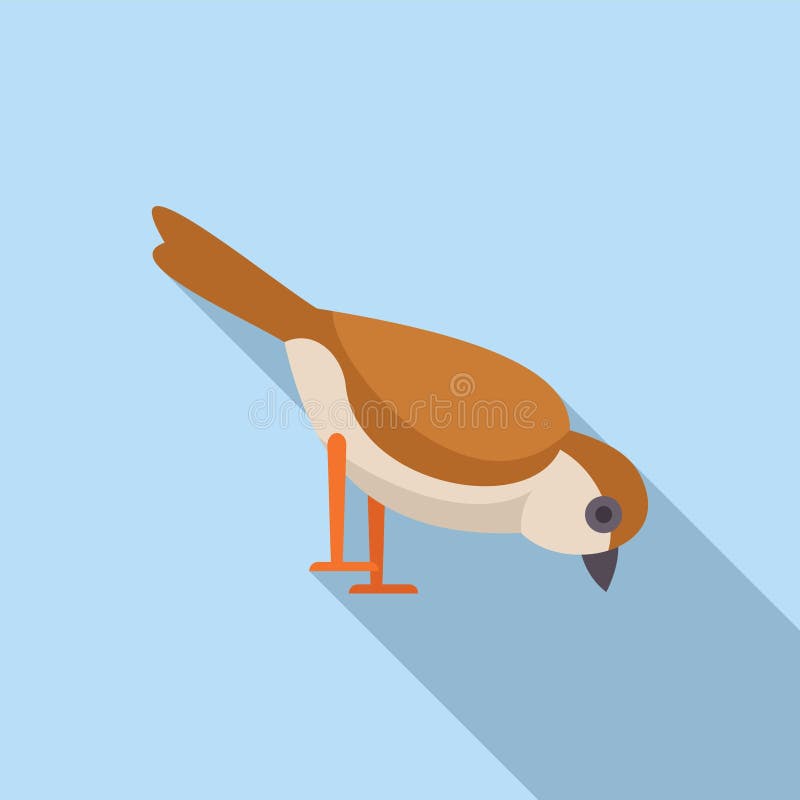 Small Brown Bird Pecking for Food on the Ground Stock Vector