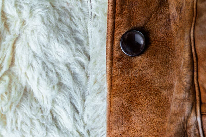 brown coat with white fur lining