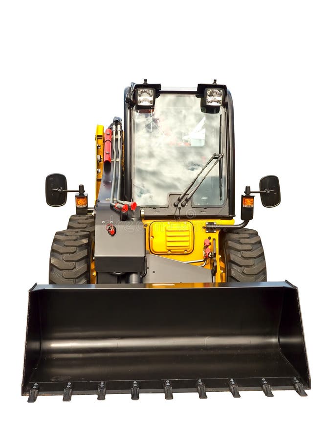 Small buldozer on a white background. Single mini stock images, royalty-free photos and pictures