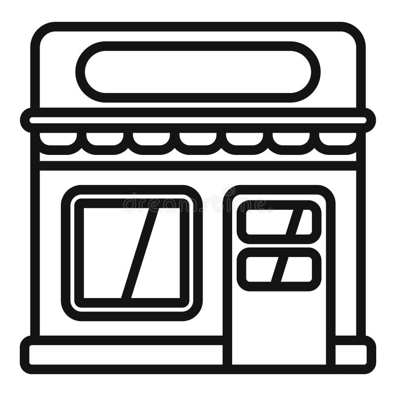 Small business storefront with awning and large window display royalty free illustration