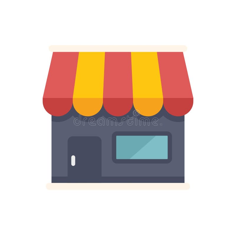 Small business storefront with striped awning icon representing local shop royalty free illustration