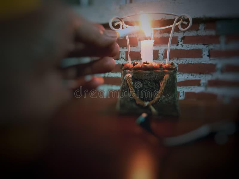 Small Candle Lights Kretek Cigarettes Stock Photo Image of cigarette
