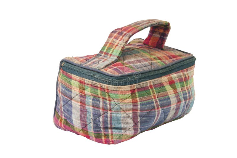 Small Carry Bag with Zip in Checked Fabric Stock Image Image of cover