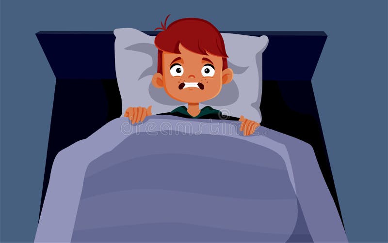 Little Boy Unable To Sleep Afraid of the Dark Vector Cartoon Stock Vector -  Illustration of concerned, face: 237299278