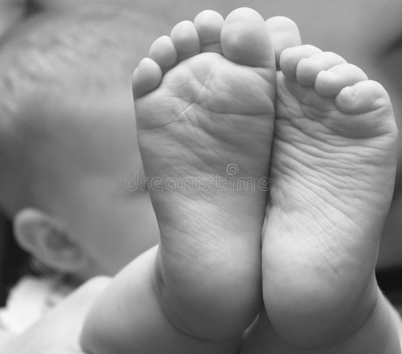 Small Child Foot Closeup Black And White Photo Stock Image Image Of