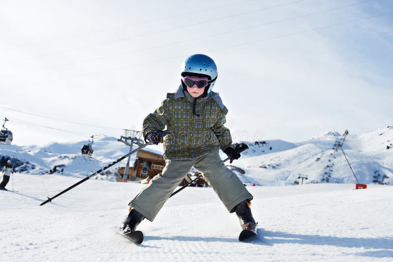 Small child skiing