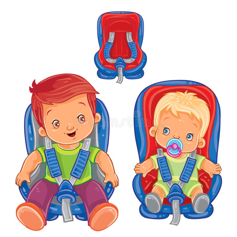 Small Children in Car Seats Stock Vector - Illustration of security ...