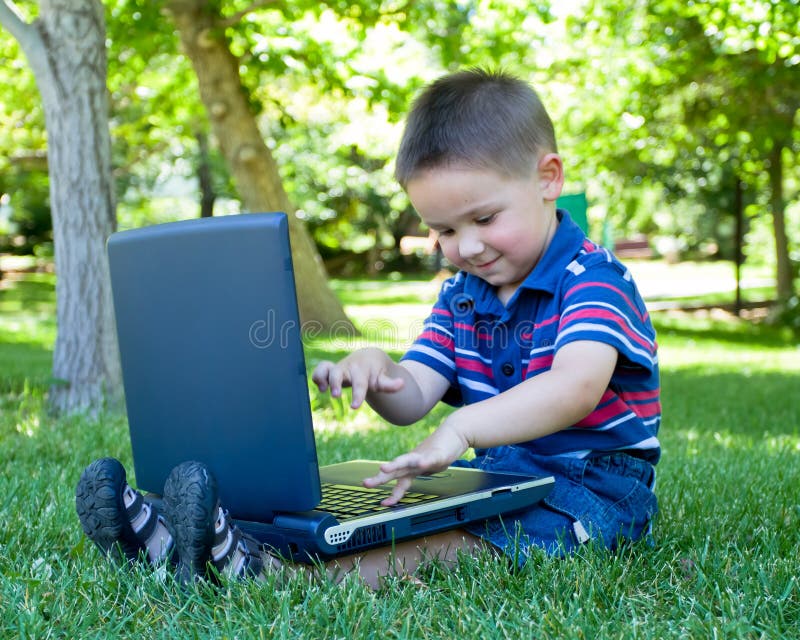 Small children with laptop