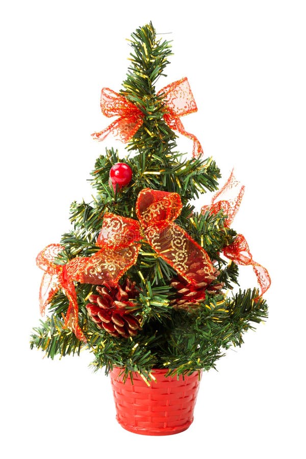 Small christmas tree with bows and cones royalty free stock photo