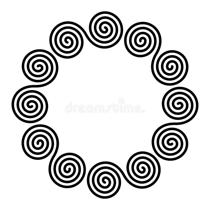 Small circle shaped frame of linear double spirals royalty free illustration
