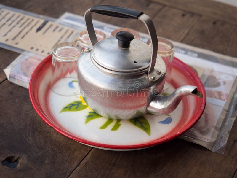 Small Classic Of Vintage Metal Kettle. Stock Image Image of kettle