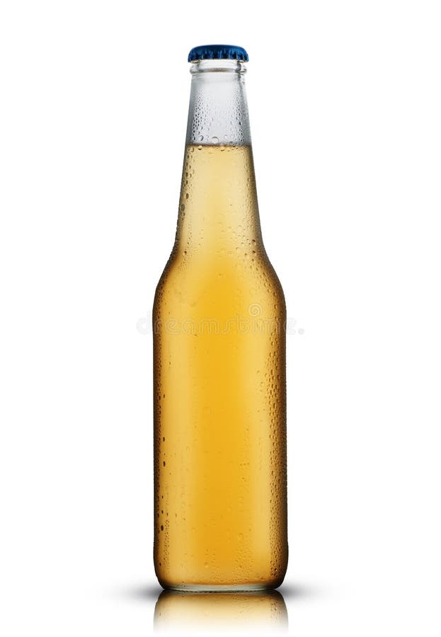 Small Clear Bottle with Beer Stock Photo Image of isolated