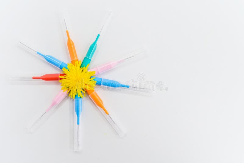 Small Colored Brushes for Cleaning Braces on Teeth Stock Image Image