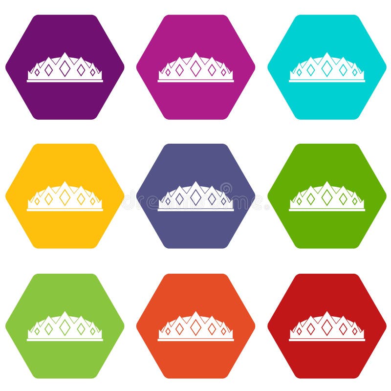 Small Crown Icon Set Color Hexahedron Stock Vector ...