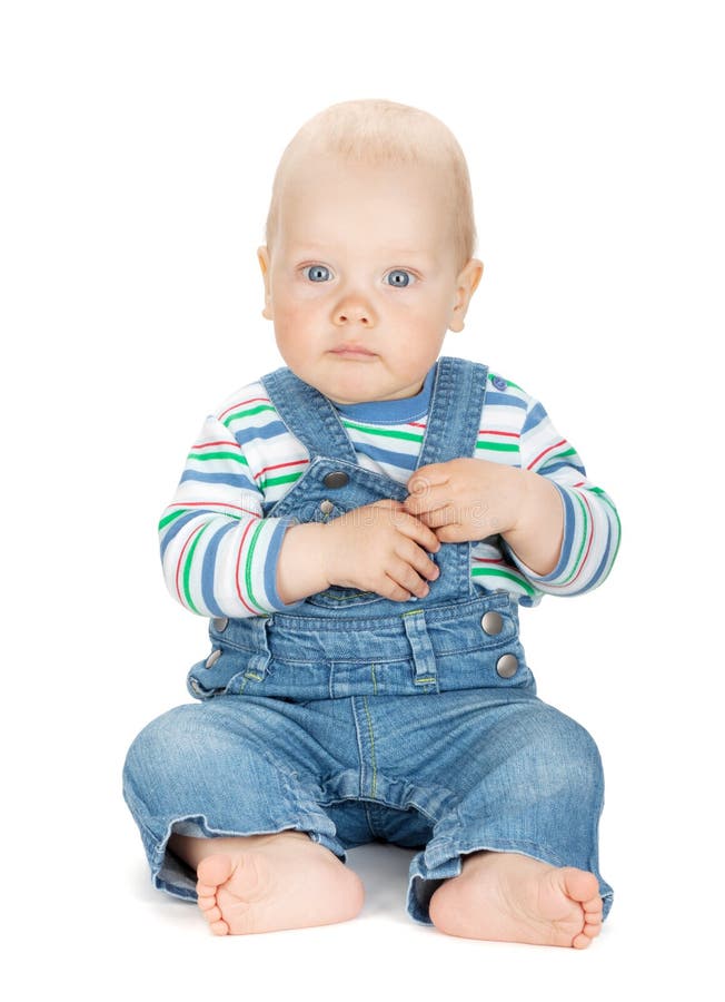 Small Cute Baby Boy Worker in Jeans Stock Photo Image of builder