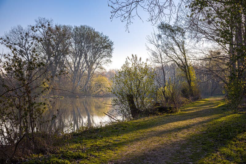 Small Danube river in spring time