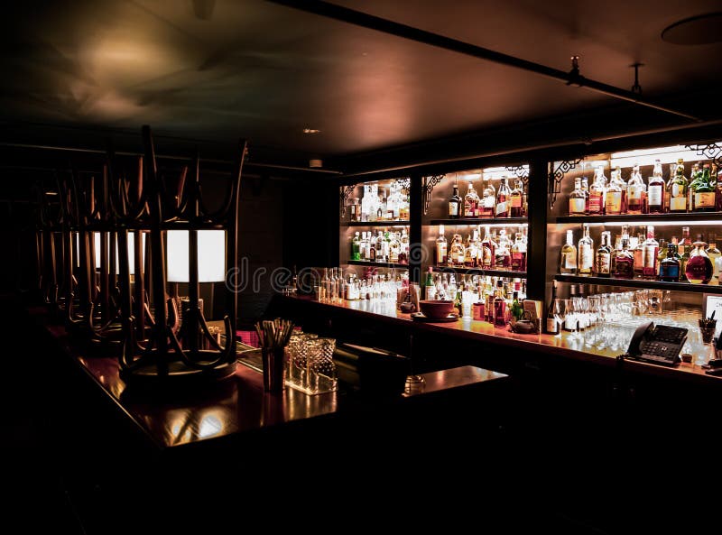 Speakeasy Style Underground Bar after Closing Stock Photo Image of