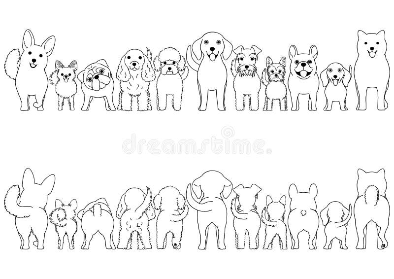 Small Dogs line art border set royalty free illustration Small Dogs line art border set royalty free illustration