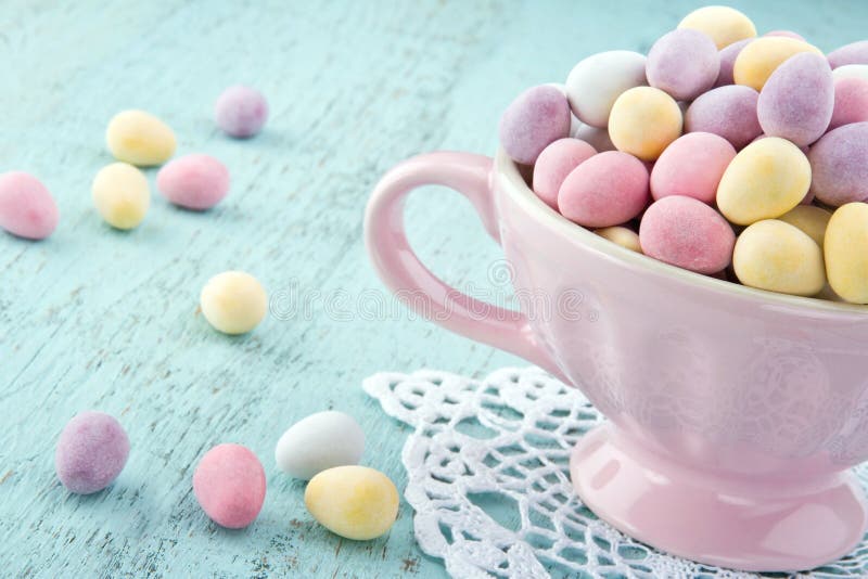 Easter Eggs Painted with Pastel Colours with Copy Space Stock Image