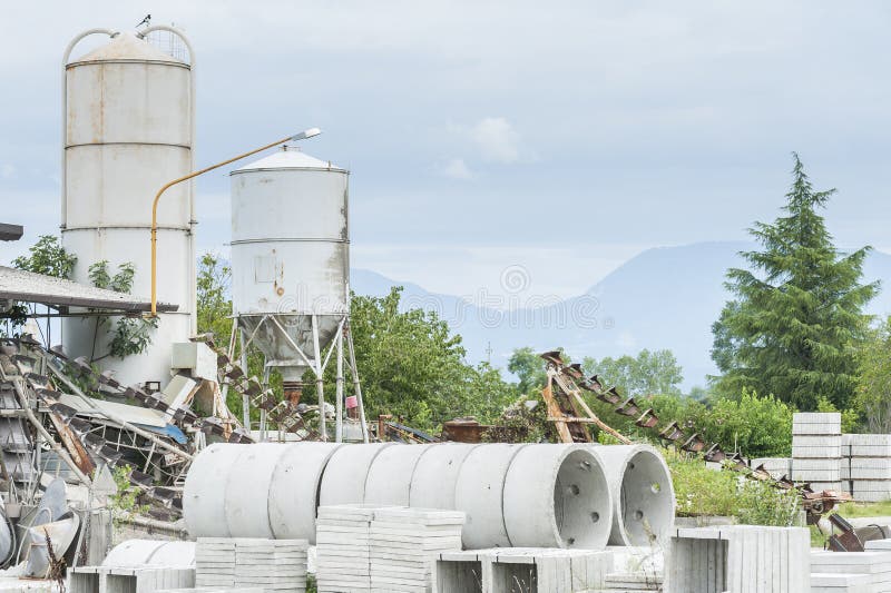 Small Factory for Cement Products Stock Photo - Image of warehouse