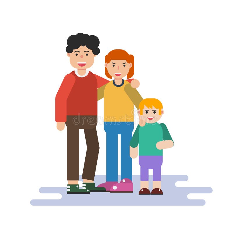 Small family in flat style stock illustration. Illustration of childhood - 85883401 Small family in flat style stock illustration. Illustration of childhood - 85883401