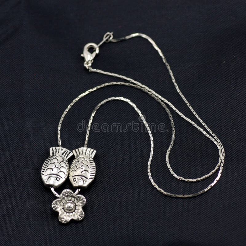 Small Fishshaped Silver Necklace Stock Photo Image of bless, mascots 10412248